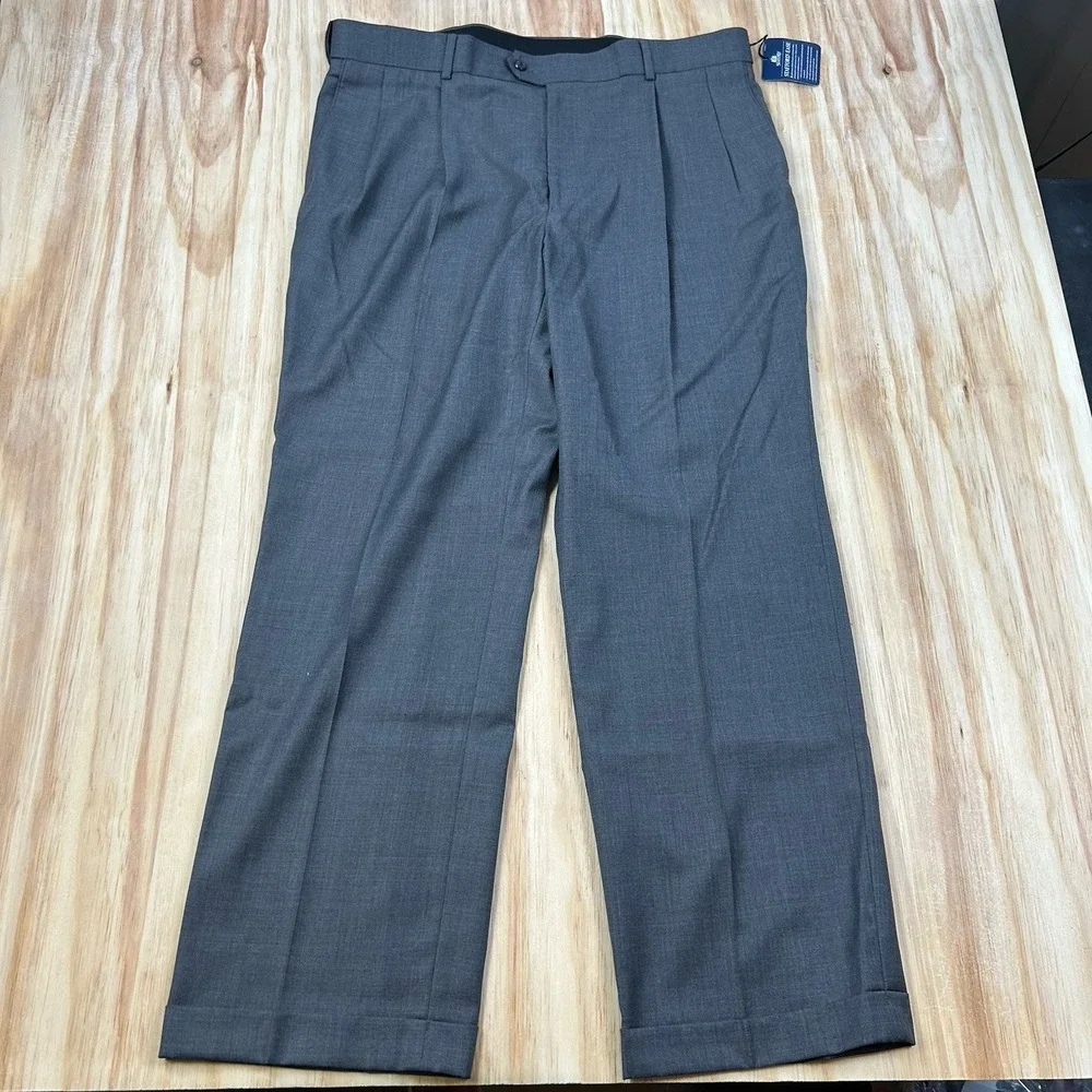 Stafford Ease NEW Mens Pants Slacks Gray Size 40x32 Wool Blend